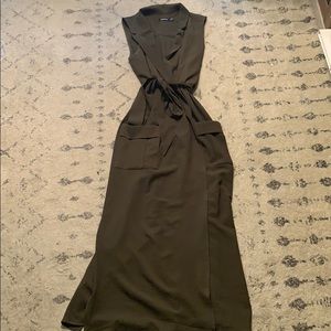 Sleeveless tuxedo wrap dress